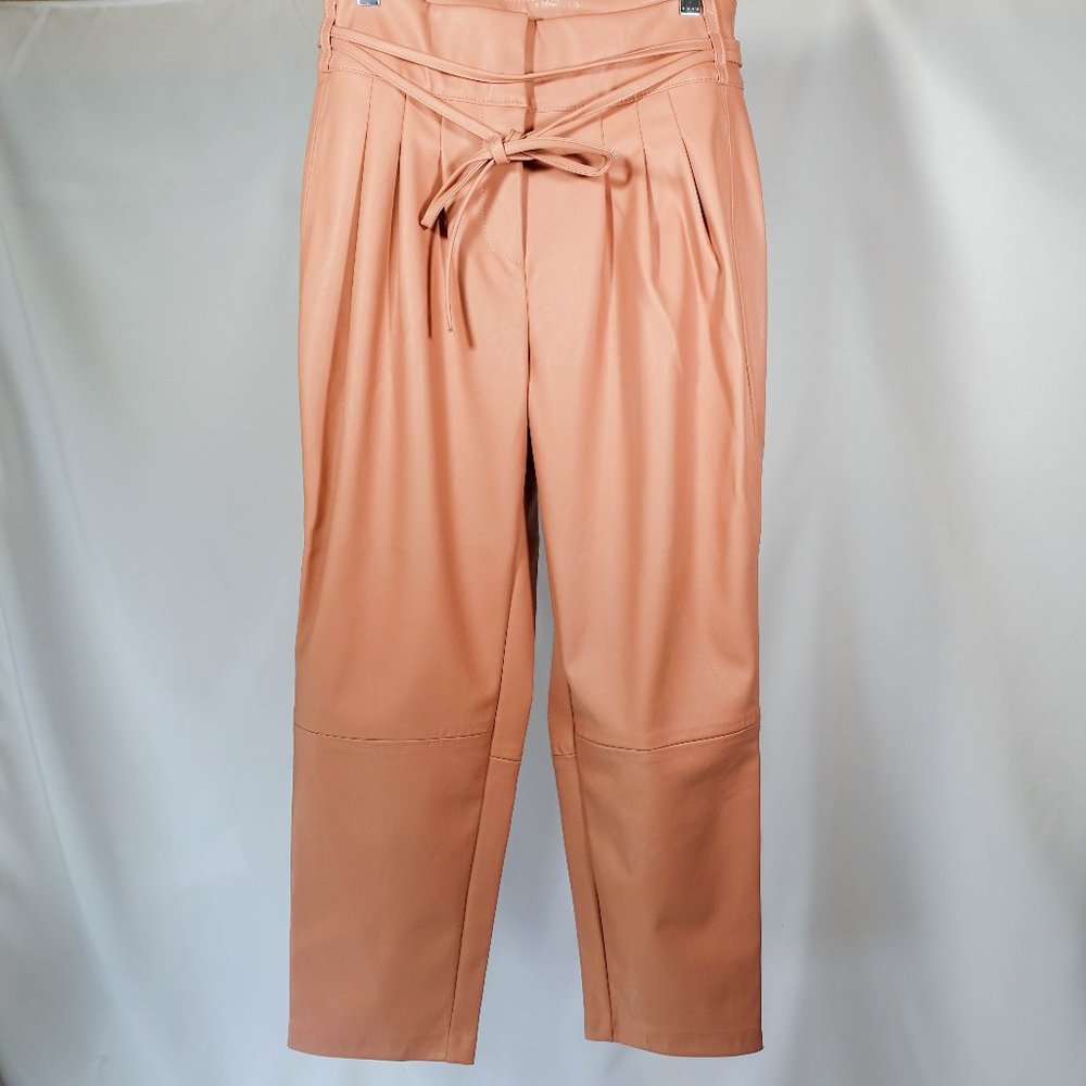 Blank NYC blush faux leather paperbag crop pants